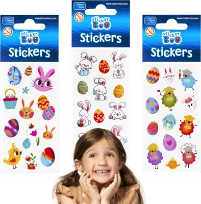 Produktbild von Set mit bunten Osterstickern, Aufkleber für Kinder