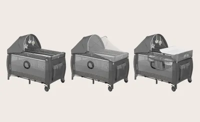 Produktbild von Lionelo Sven Plus 2in1 Baby Bett Laufstall Baby bis 15 kg Wickelauflage luftige Seitenwände mit Seiteneingang - Grau