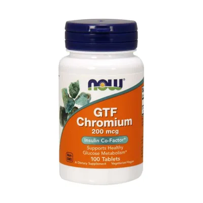 Productafbeelding van VoedingssupplementenNOW Foods Gtf Chromium Chrom Gtf 200 Mcg (100 tabletten) 3840