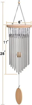 Produktbild von Windspiel Aus Holz Und Aluminium Mit 22 Röhren, Windspiel Für Garten Und Terrasse, Zen-Windspiel Zur Entspannung Im Außenbereich
