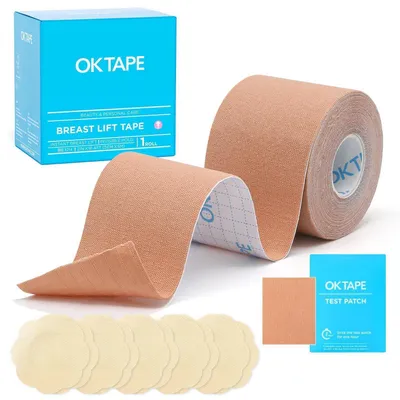 Produktbild von Klebe BH Push Up für große Brust, rückenfrei, trägerlos, mit Brustwarzenabdeckungen, 5cm x 5m, Beige