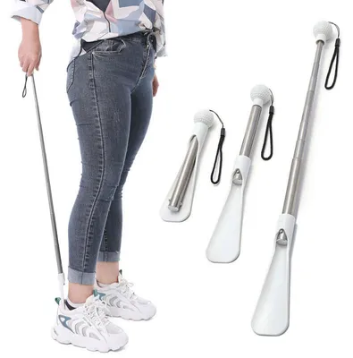 Produktbild von Teleskop Schuhlöffel 18–92 cm – Langer Metall Schuhlöffel, Ausziehbar, Ergonomischer Griff, Anziehhilfe für Schuhe & Stiefel