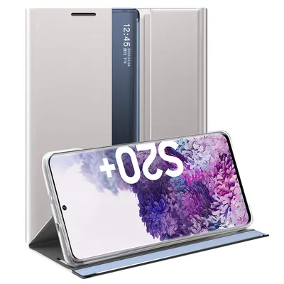 Obrázek produktu pro Galaxy S20 Plus Pouzdro, Slim Flip Kožené Pouzdro s Okénkem a Stojánkem pro Samsung Galaxy S20 Plus Stříbro