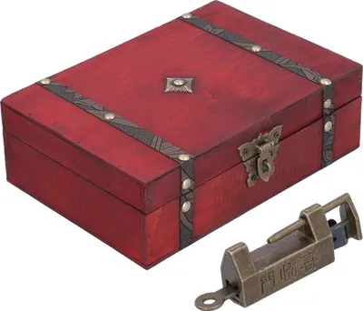 Imagen del producto de Caja de joyería antigua de madera, ideal para fotografía, como accesorio de estudio o para guardar objetos en el escritorio, con cerradura