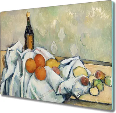 Produktbild von Coloray Schneidebrett Herdabdeckplatte 60x52 cm Kochplattenabdeckung Hackbrett Küchenbrett - Flasche und Obst