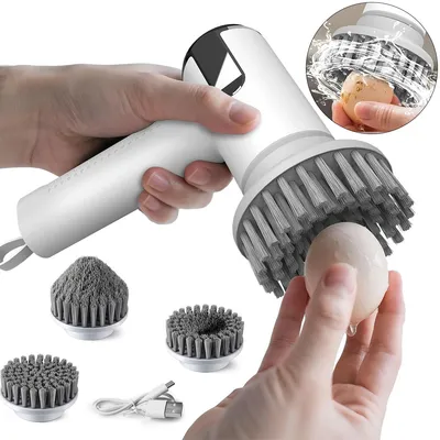 Produktbild von Elektrische Eierreinigungsbürste–Eierwaschmaschine für frische Eier & Gemüse,Batterieanzeige,2 Geschwindigkeiten,4 Köpfe,IPX6,ideal für zähe Gemüse