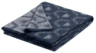 Immagine prodotto di biederlack, coperta "Shadow", realizzata con una miscela di lana riciclata e cotone, colore blu navy, dimensioni 130x170 cm