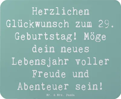Produktbild von Mr. & Mrs. Panda Mouse Pad Spruch 29. Geburtstag Glückwunsch - Meeresbrise - Geschenk, Erinnerungen, Mauspad, warme Gedanken, Mousepad, Geburtstagsgeschenk, laptop