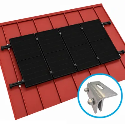 Produktbild von Basis‑Montageset Blechdach schwarz – Für Solarmodule, Schrägdach, Blechfalz, PV‑Halterung, PV‑Montageset, Dach Solar Anlage