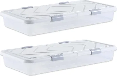 Zdjęcie produktu dla VEVOR Komoda pod łóżko Schowek pod łóżko 4 szt. Zwijany (805 x 396 x 175 mm) Schowek pod łóżkiem z pokrywą i szarym zatrzaskiem, organizer na ubrania buty koce sypialnia