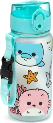 Produktbild von Puckator Bruchsichere Trinkflasche für Kinder mit Schnappöffnung, 350 ml, Meerestiere - Süßtiere