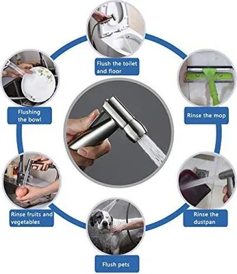 Produktbild von Bidethanddouche Toiletsproeier-Bidet-Sproeier für intime Hygiene und Toilettenschüssel Sprüher (komplettes Set) - rostfreies Stahl