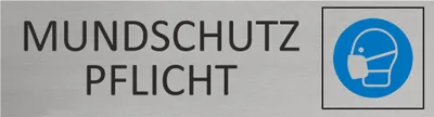 Produktbild von CombiCraft Aluminium Türschild Mundschutzpflicht 165x45mm mit 3M-Tape