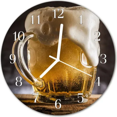 Produktbild von Glasuhr Wanduhr Küchenuhr Echt-Glas 30fi cm Bier gelb