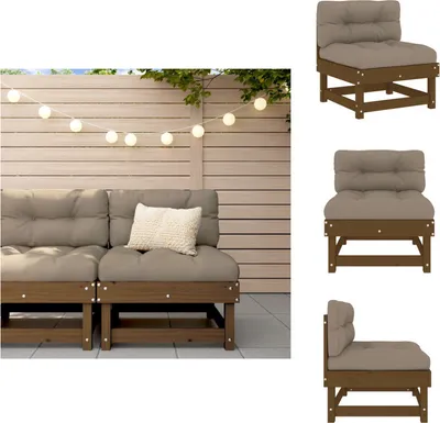 Produktbild von vidaXL Mittelsofa mit Kissen Honigbraun Massivholz Kiefer -  Gartensofaelemente