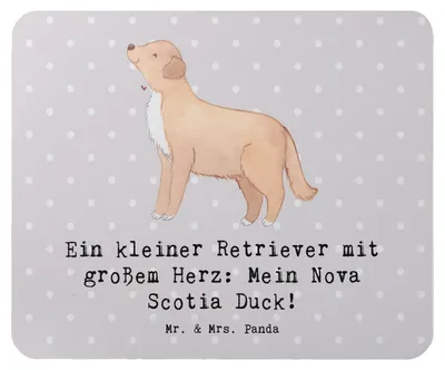 Produktbild von Mr. & Mrs. Panda Mauspad Nova Scotia Duck Herz - Grau Pastell - Geschenk, laptop mousepad, Hunderassen Eigenschaften, Hundeliebhaber, Hundesport, Hunderasse, Mouse Pad
