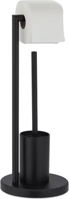 Produktbild von Freistehende WC-Garnitur Schwarz mit austauschbarem Bürstenkopf, entnehmbarem Behälter, 53x20,5cm