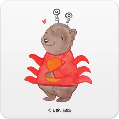 Produktbild von Mr. & Mrs. Panda Untersetzer für Gläser Krebs Astrologie 6er Set - Weiß - Geschenk, Sternzeichen, Geburtstagsgeschenk, Glas-Untersetzer, Coaster, Eckig, Tassenuntersetzer