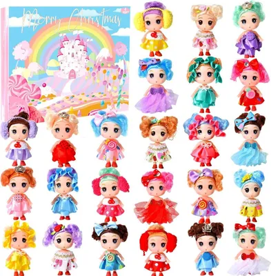Image de Calendrier de l'Avent 2024 filles Poupées de Princesse 24 jours Compte à rebours de Noël
