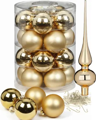 Produktbild von Weihnachtskugeln 20 Kugeln mit Spitze Brokatgold gold