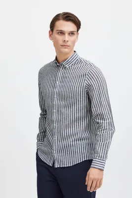 Produktbild von Casual Friday CFAnton Herren Langarmhemd Hemd Herrenhemd Kentkragen 55% Leinen, 45% Baumwolle regular fit