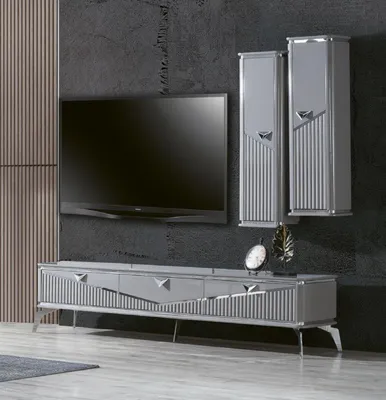Produktbild von rtv Sideboard tv Ständer Fernseher Wand Wohnwand Lowboard Grau Hochglanz