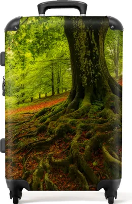 Produktbild von NoBoringSuitcases.com® Großer Koffer - Baum - Wald - Natur - Herbst - Grün - Kombinationsschloss TSA - Hartschalen Trolley 4 Rollen - 72 liter - Reisekoffer - 66 cmKoffer Mittelgroß 67x43x25 cm, 72L,
