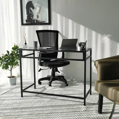 Image de Skye Decor, bureau réseau / 100 x 45 cm M100F, bureau, noir, verre trempé à 100 %, 100 x 45 x 75 cm