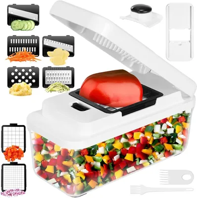 Image de Coupe-légumes - Mandoline de cuisine - Simplifie la préparation des repas - 7 lames en acier inoxydable - 13 x 115 x 245 cm - Gris