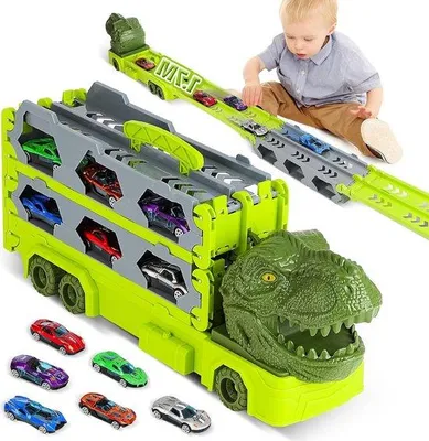 Produktbild von Dinosaurus Rennbahn Spielzeug für Kinder mit 6 Fahrzeugen