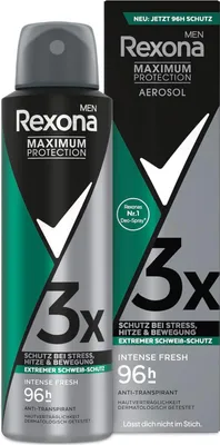 Zdjęcie produktu dla Rexona Intense Fresh, Mężczyźni, Antyperspirant, Dezodorant w spreju, Spray, 150 ml, 96 h