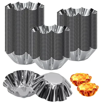 Mini-Tartelette-Förmchen, 30 Stück, Edelstahl, silber, 6,5 cm