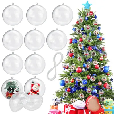 30 transparente Weihnachtskugeln, 4 cm, zum Befüllen, inkl. Band
