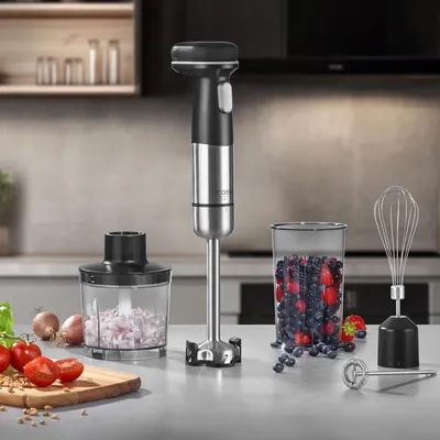 Immagine prodotto di Caso Cordless 4in1 Hand Maišytuvas Set | Click &amp; Mash | Hand Maišytuvas | 180 W | Greičių skaičius Variable speed control | Stainless Steel/Juodas
