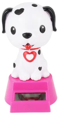 Produktbild von Armaturenbrett Wackelfigur Hund weiß schwarz Dalmatiner Herz Solarfigur