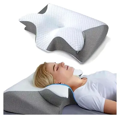 Produktbild von Dreamsleepz Nacken-Therapiekissen mit Kissenbezug, Ergonomisches Memory Foam Kissen, Atmungsaktiv und Waschbar