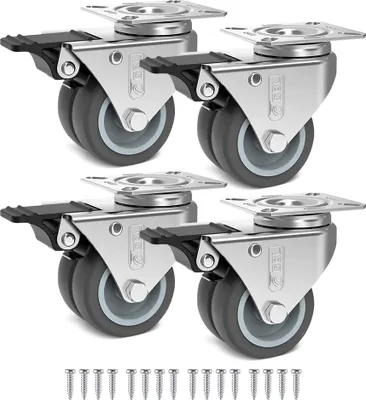 Produktbild von GBL 4x Möbelrollen Schwerlast mit 4 Bremsen - Rollen für Möbel - Schwerlastrollen mit Bremse - 50mm x 200kg Schwerlastrollen - Lenkrollen