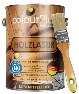 Produktbild von colourPlus Holzlasur LÖSEMITTELFREI 2,25 l (3 × 750 ml), Weiß seidenmatt – wasserbasiert für innen & außen, UV- & Feuchteschutz, geruchsarm