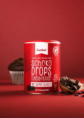 Produktbild von Xucker Schoko-Drops Edelbitter, vegan, zuckerarm mit Xylit, 200g