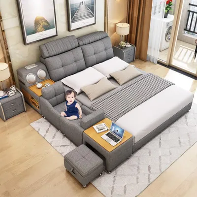 Immagine prodotto di Letto multifunzione Letto moderno Hotel Sound 180x200 Bluetooth JVmoebel