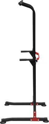 Immagine prodotto di Power Tower Dip Station - MK-4001H - Barra per trazioni regolabile in altezza - Indipendente - Carico massimo 150 kg - Per l'allenamento della forza a casa - Struttura in acciaio - Nero. Carico 150 kg - Per l'allenamento della forza a casa - Struttura in acciaio - Nero