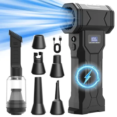 Obrázek produktu pro INF Přenosný ruční odfukovač prachu — dobíjecí bezdrátový vzduchový čistič 110000RPM, 4000mAh, 4-stupně, ABS černý