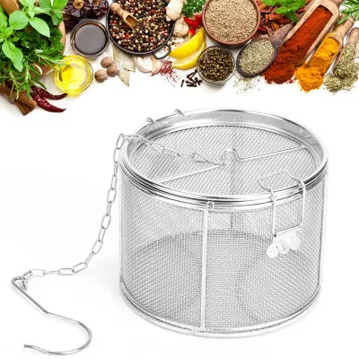 Productafbeelding van RVS theezeefje voor soep, kruiden en specerijen, scheidingsmandje, kruidenfilter, 14 x 10 cm