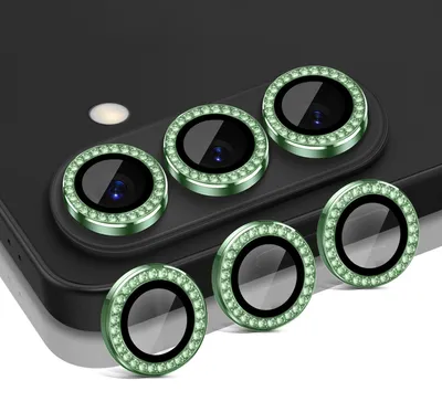 Produktbild von Kamera Linsenschutz Glas Set mit Schmucksteinen für Samsung Galaxy S26 Schutzglas Camera Linse Panzerfolie 9H Pastell Grün