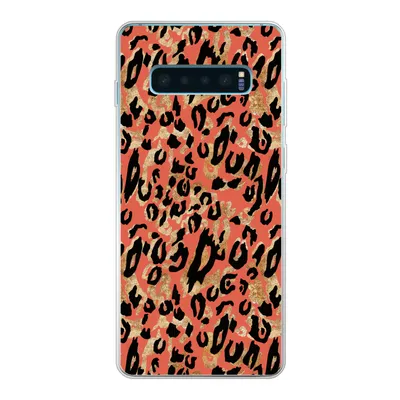 Produktbild von MuchoWow® Handyhülle Schutzhülle Hülle für Samsung Galaxy S10 Lite Pantherdruck - Gold - Rosa Silikon Softcase Handy Hülle - Schutz