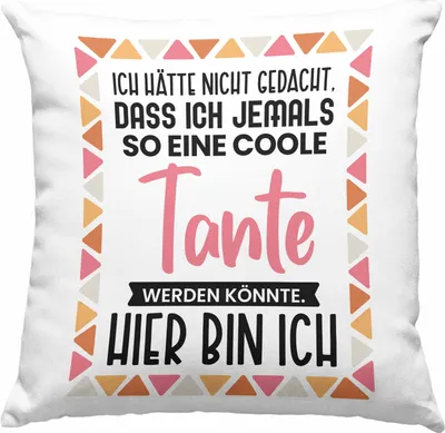 Produktbild von Trendation - Beste Tante Ever Deko-Kissen mit Füllung 40x40 Geschenk Geburtstag Weihnachten Lustig Geschenkideen von Nichte Lieblingstante Hier Bin Ich (Rosa)