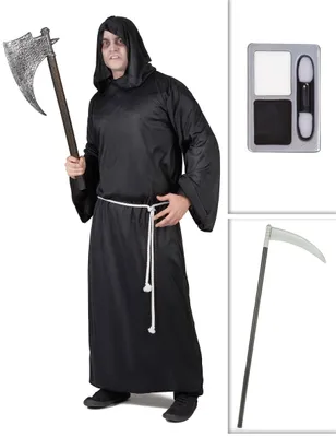Produktbild von Henkerkostüm-Set Sensenmann-Halloweenkostüm 5-teilig schwarz - Einheitsgröße