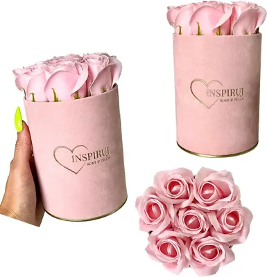 Produktbild von Flowerbox Inspiruj - Rosa Box mit Seifenrosen - Nr. 10 Puderrosa
