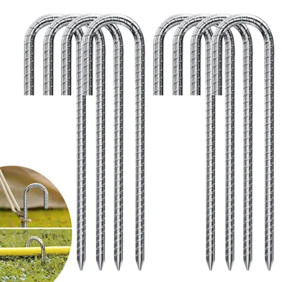 Produktbild von 8 Stück Bodenanker 30CM J-Typ Verzinkter Stahl Zeltheringe Erdanker Bodenanker Trampolin Camping Heringe für Zelten, Vordächern, Camping, Trampolin