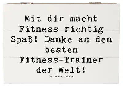 Produktbild von Mr. & Mrs. Panda holzkästchen Spruch Fitness-Trainer Dank 22 x 15 cm - Weiß - Geschenk, Freude, schatztruhe, Wertschätzung, fotokiste, Box, fotobox, Danke sagen, Truhe
